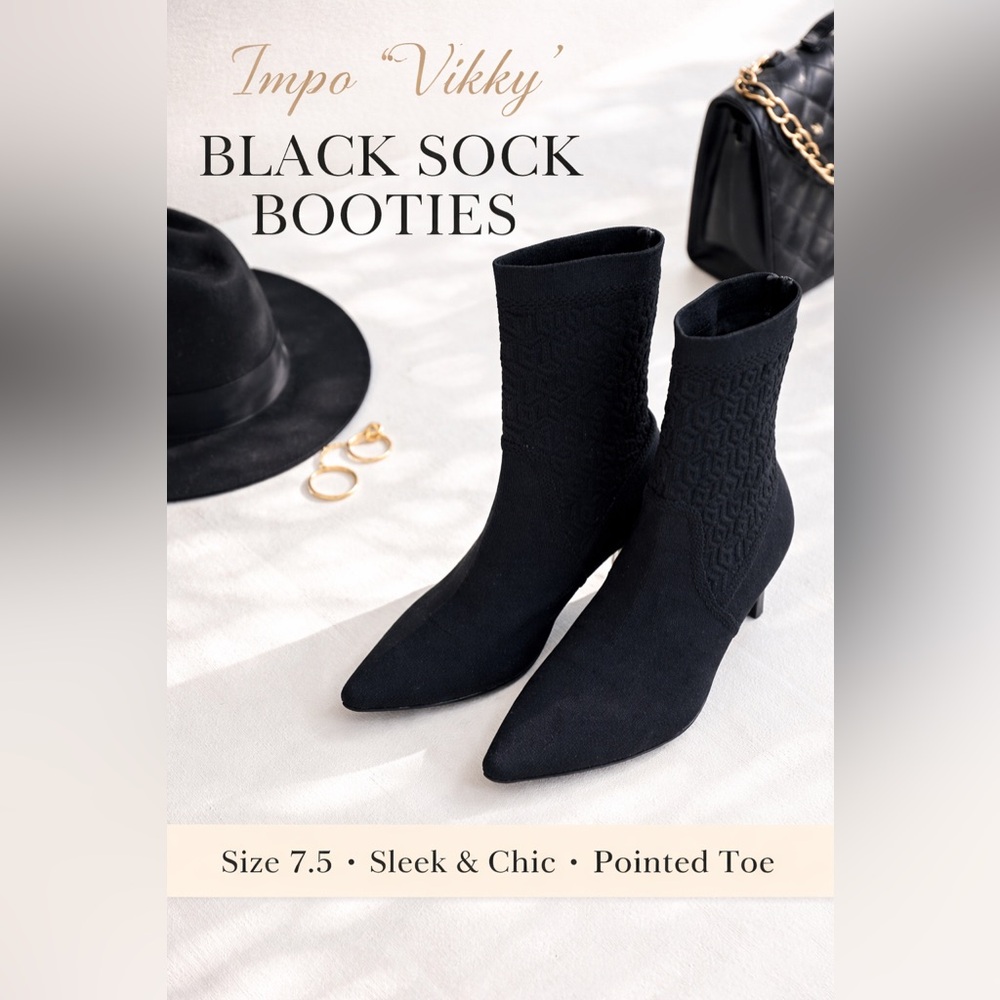 Impo “Vikky” Black Stretch Ankle Booties | Size 7.5